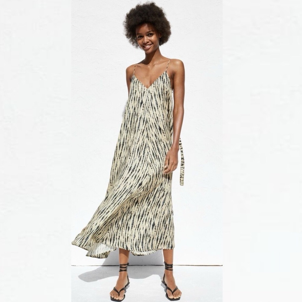 Zara V-Neck Tie Dye Maxi Dress Size XS-S